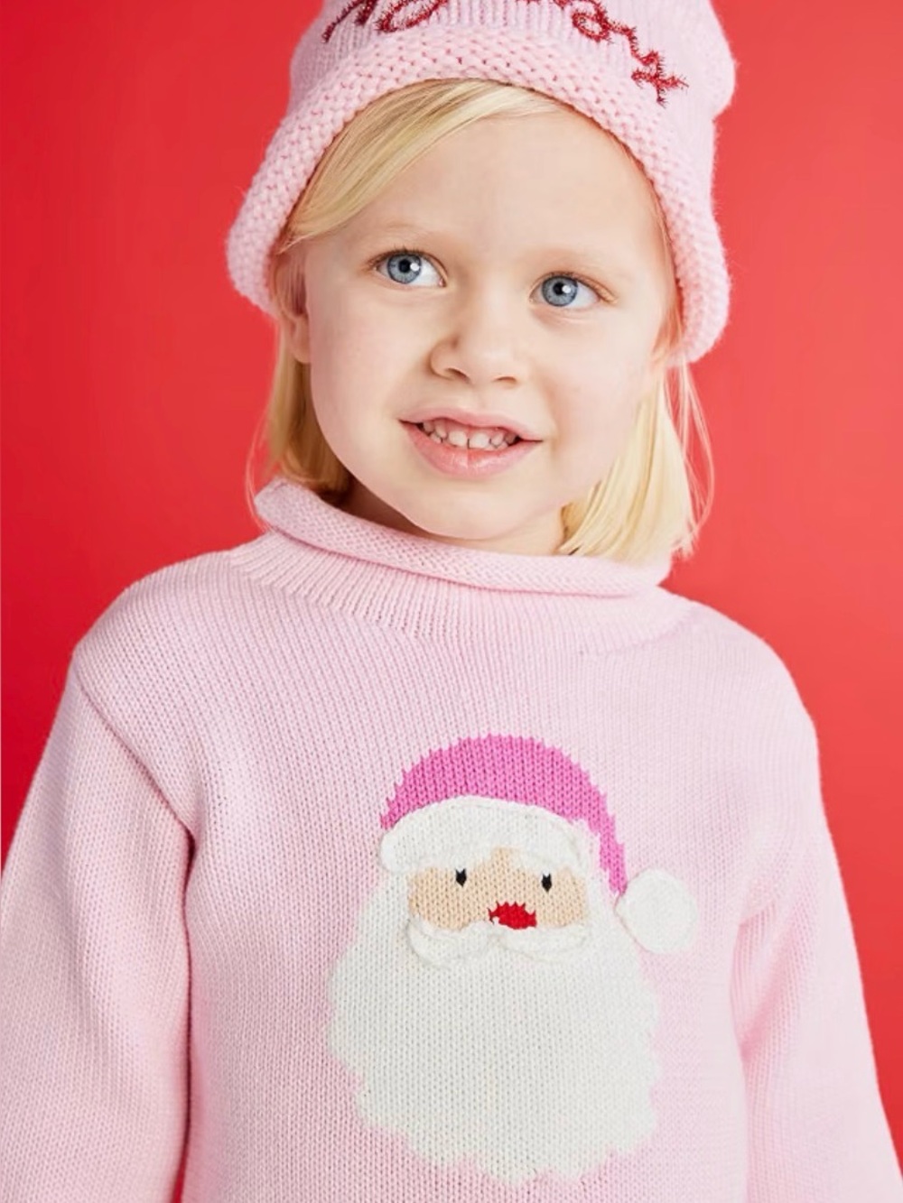 Mud Pie Pink Roll-neck Santa Sweater 12-18 Months